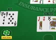 A hand of Red Tiger Blackjack dealt on a green table.