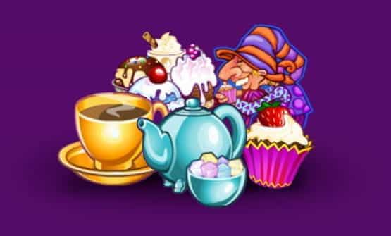 Cake cartoons from The Mad Hatters Online slot.