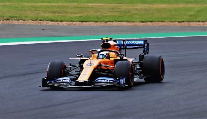 Lando Norris driving for McLaren Racing in the Formula 1.