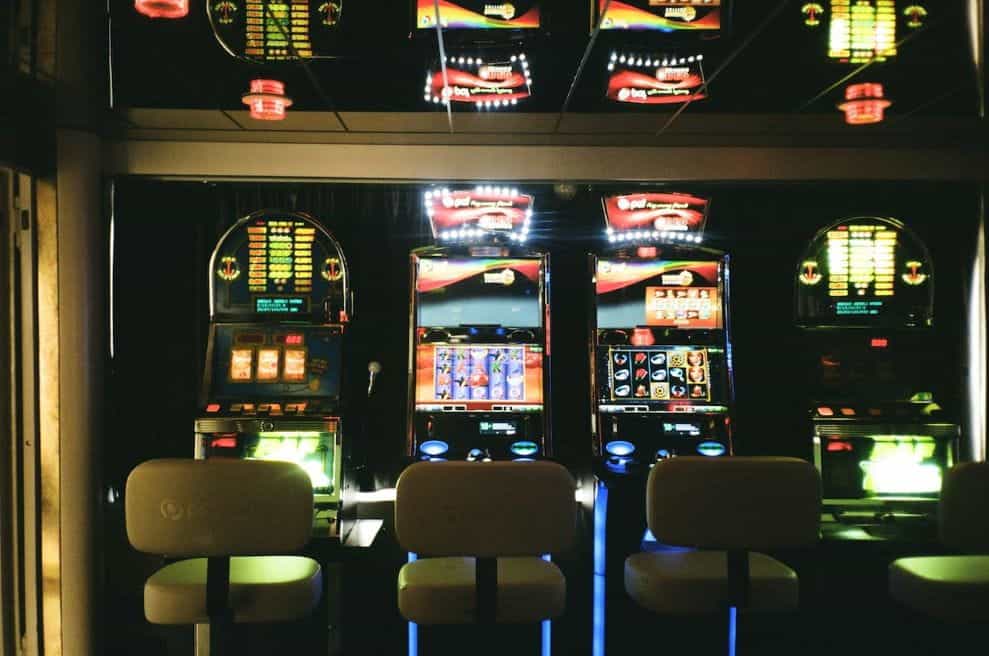 A row of gaming machines in a betting shop.