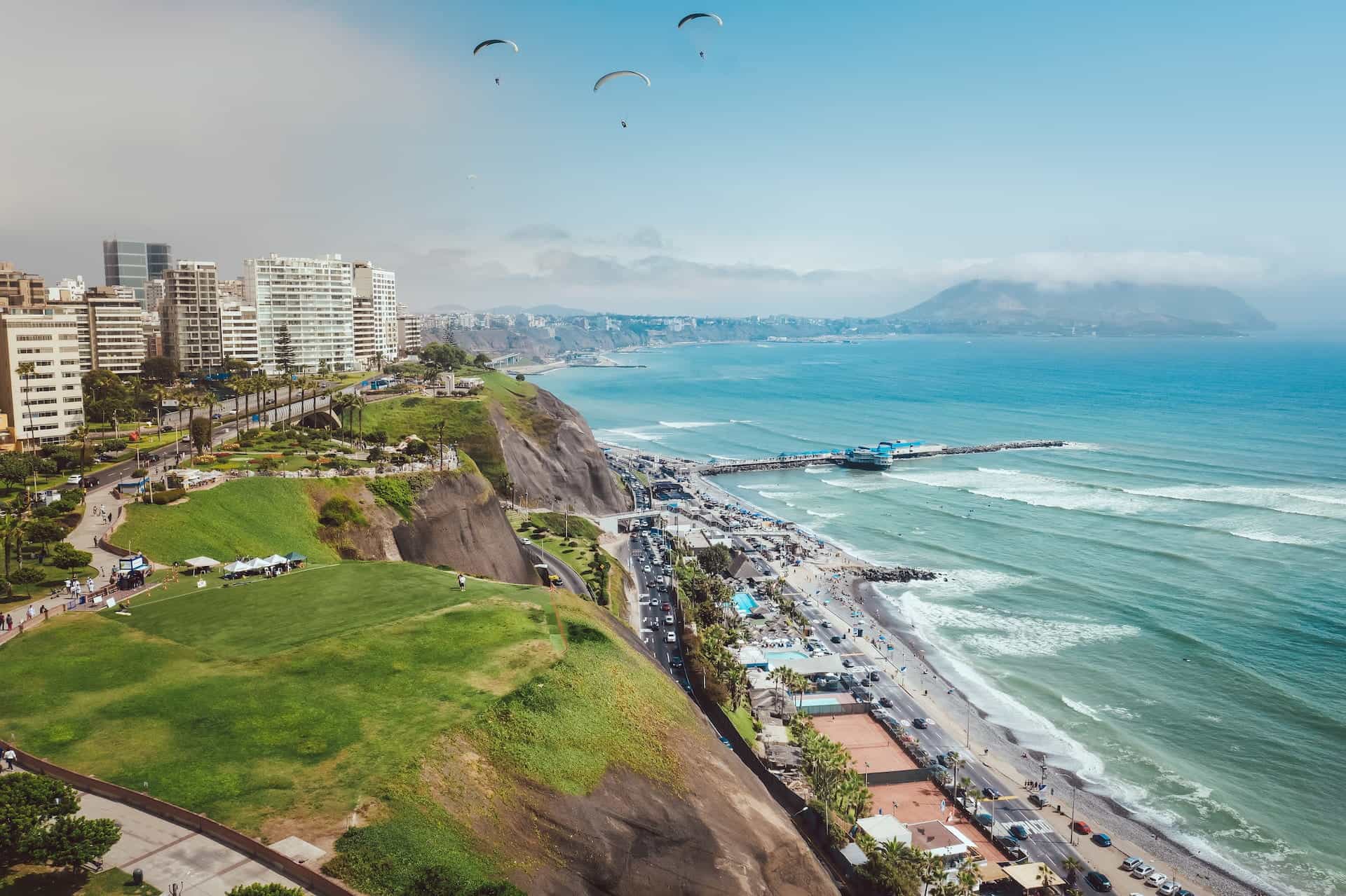 The coastline of Lima, Peru.