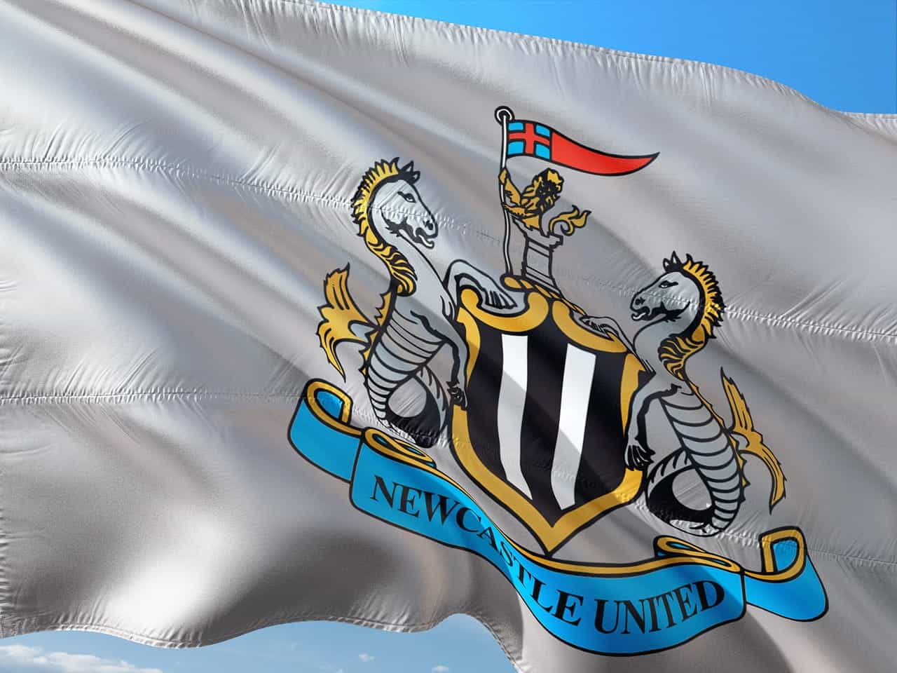 Newcastle United on a flag.