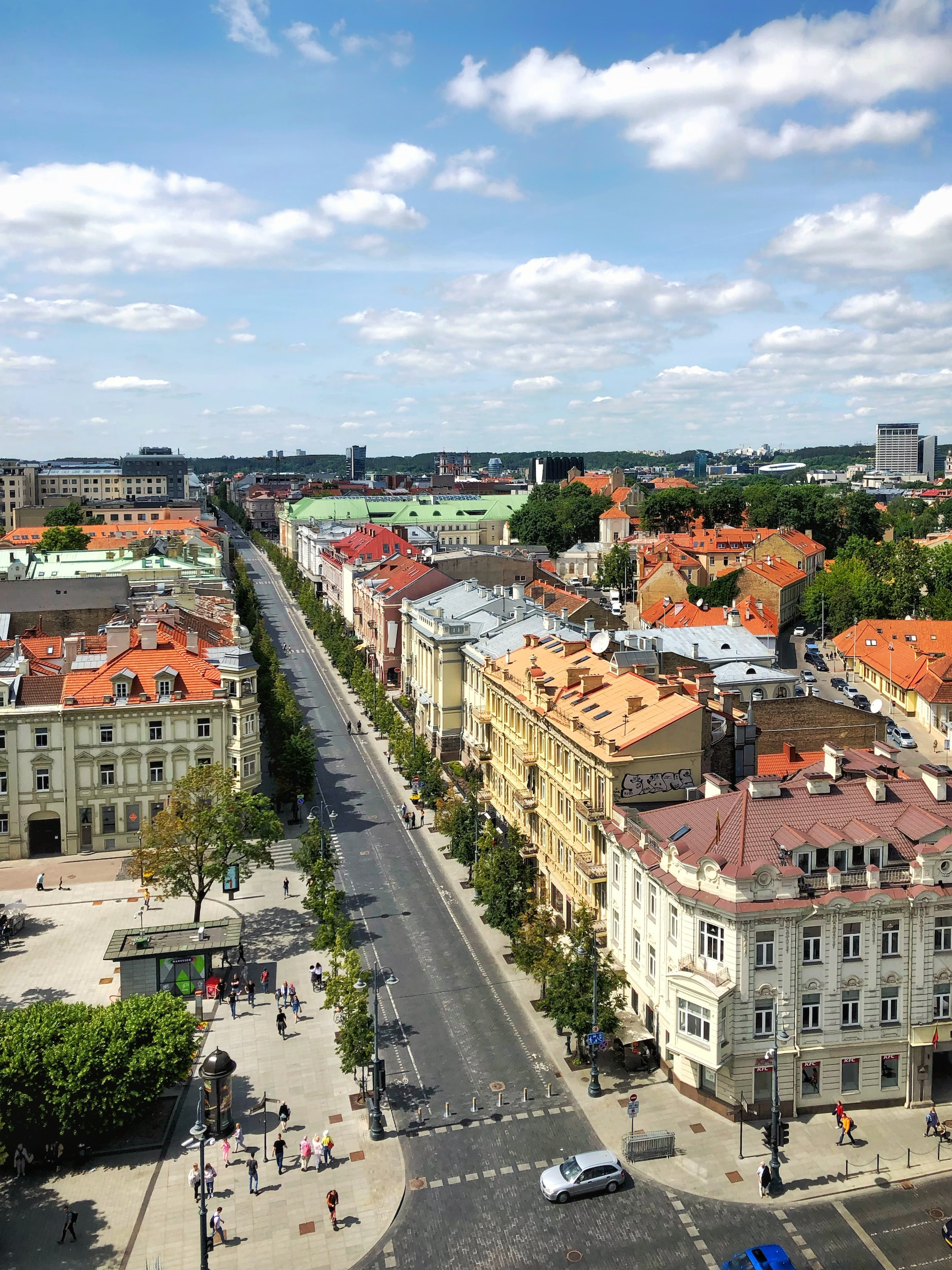 An aerial view of the city of Lithuania.